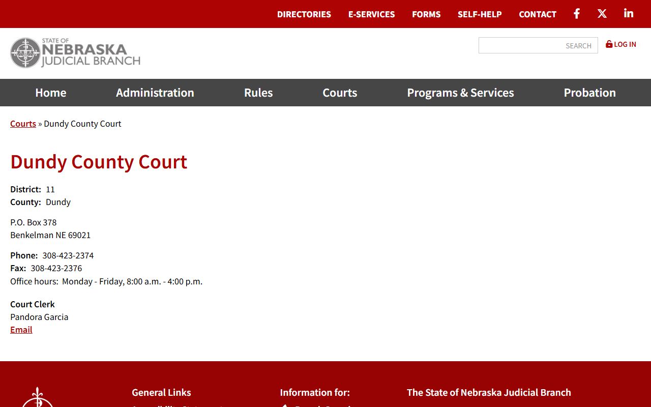 Dundy County court records after jail arrest contact page